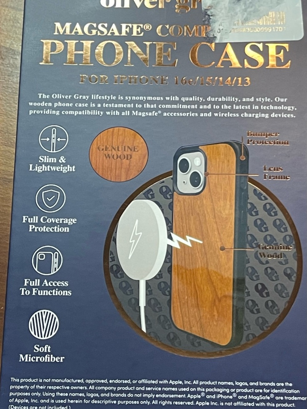 MagSafe Compatible Genuine Wood Phone Case iPhone 16e/15/14/13 - Picture 2 of 2
